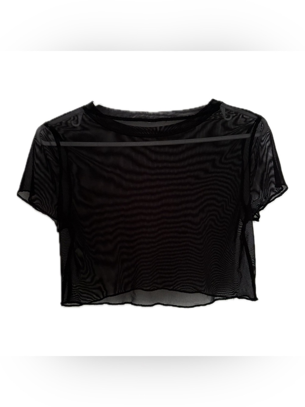 Black Sheer Crop Top - Women's Mesh Tee